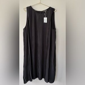 Eileen Fisher Black Accordion Pleated Dress XL NWT 100% recycled polyester
